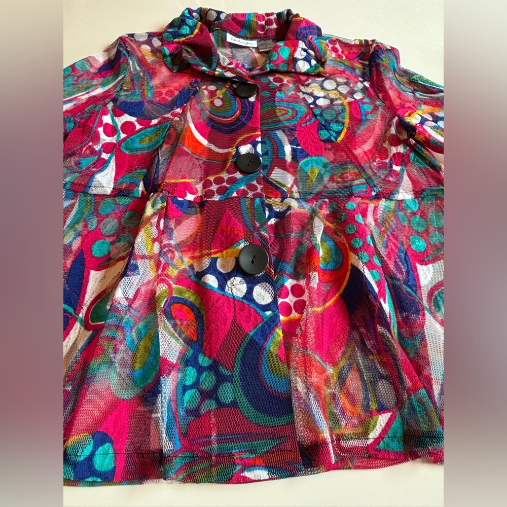 Patchington Multicolor Abstract Mesh Button Down … - image 2